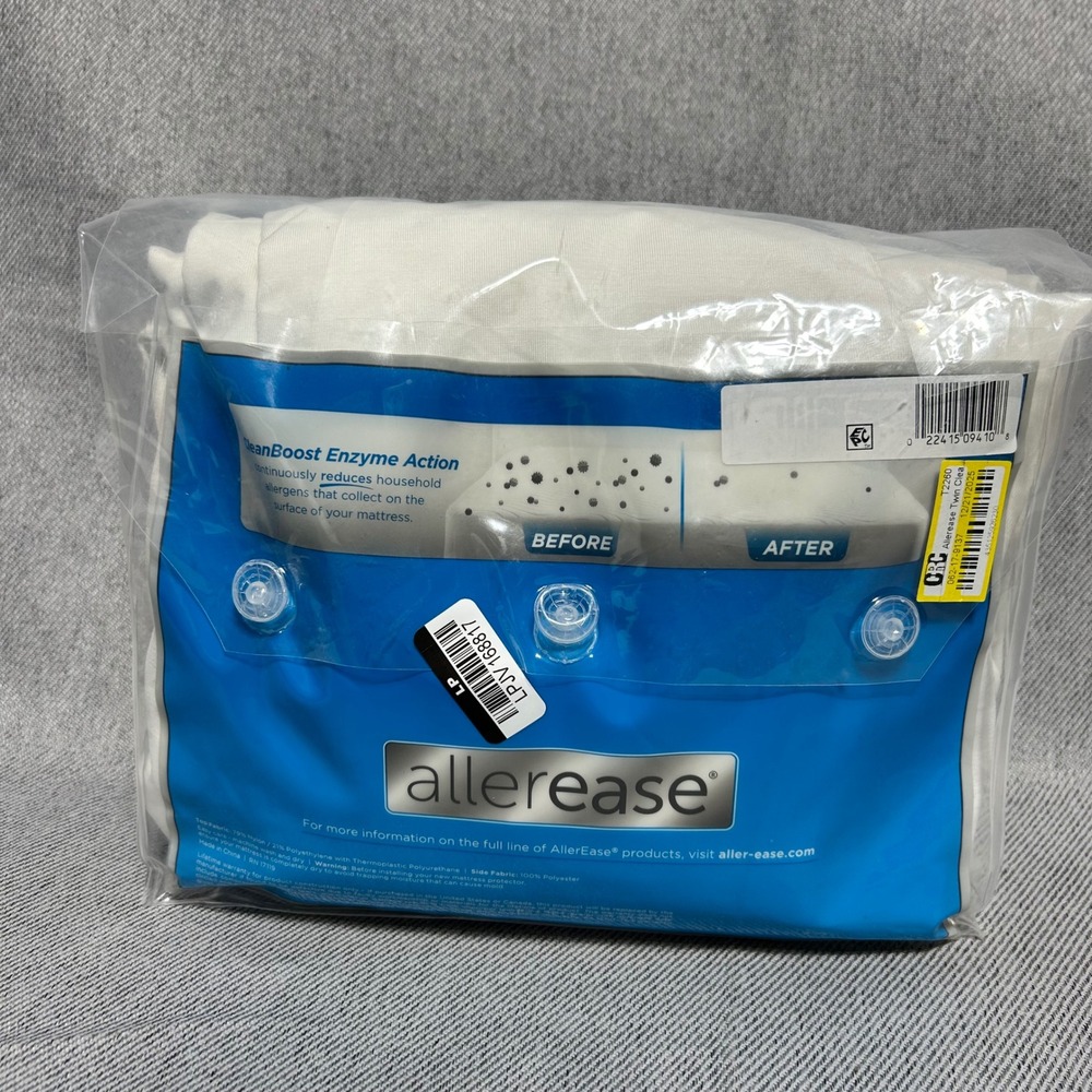 Allerease Twin Clean Boost Cool Touch Fitted Mattress Protector White Waterproof - Picture 2 of 3